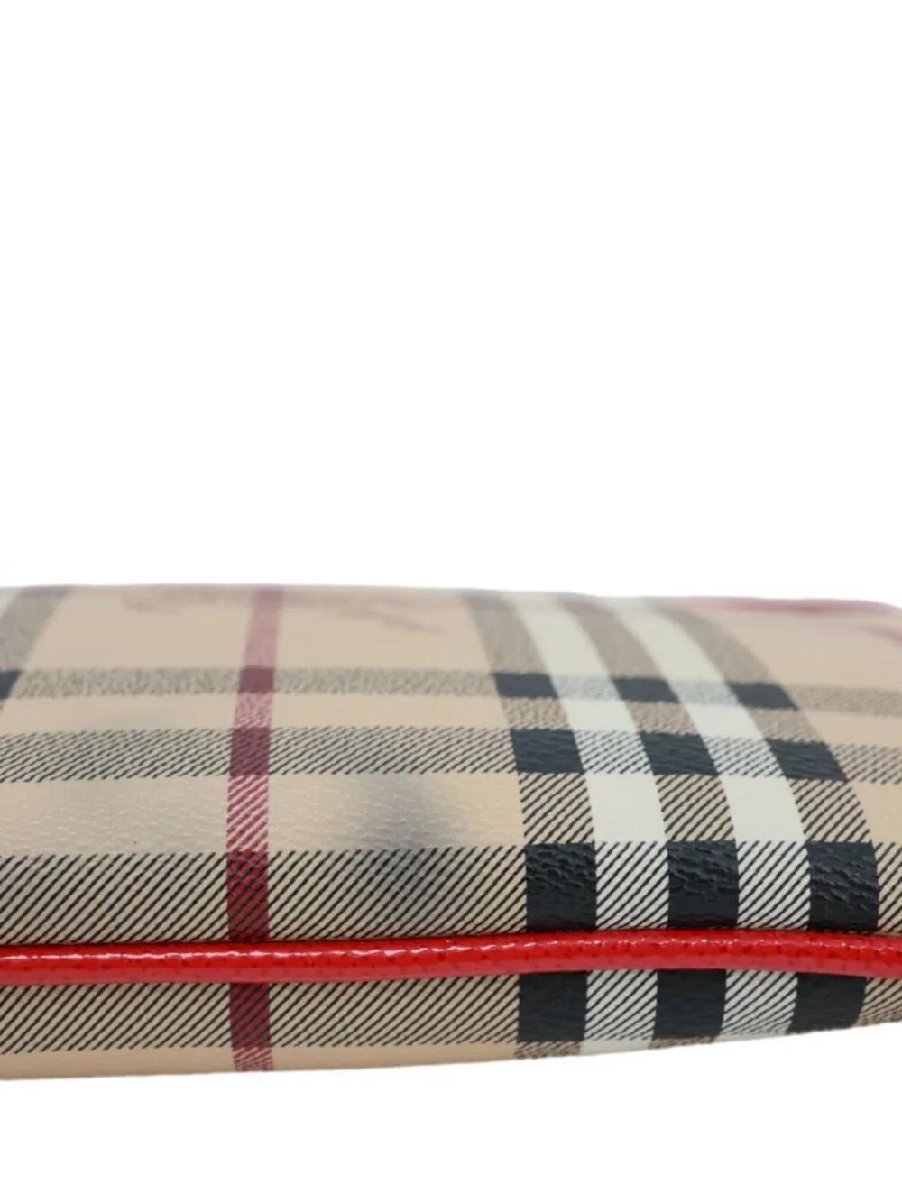 Burberry Peyton Small Haymarket Check Canvas Crossbody Clutch Military Red